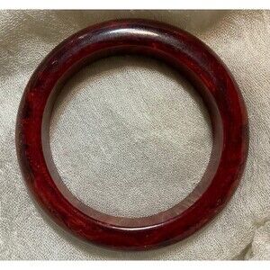 Vintage Bakelite/Catalin Bangle, Thick Dark Maroon/Purple Swirl/Marbled Design